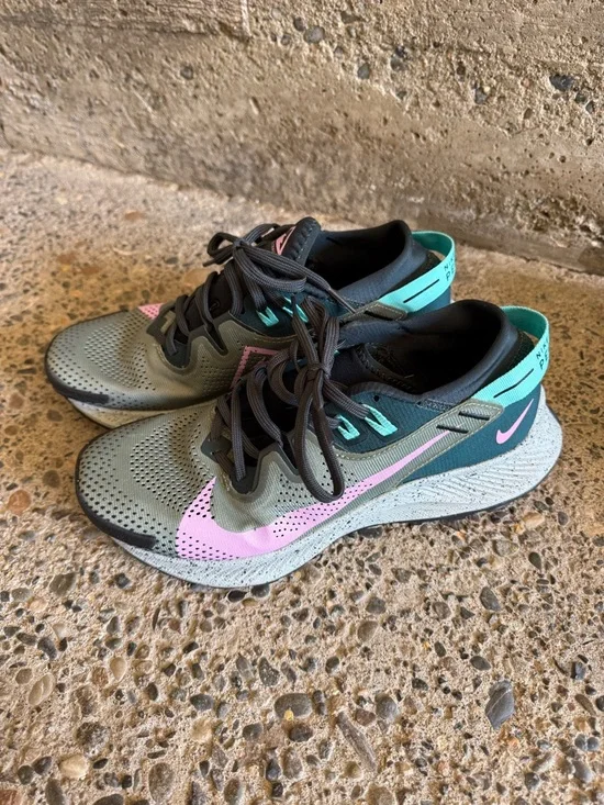Nike Pegasus Trail 2 in the "Seaweed/Spiral Sage/Dark Atomic Teal/Beyond Pink" - Picture 2 of 2